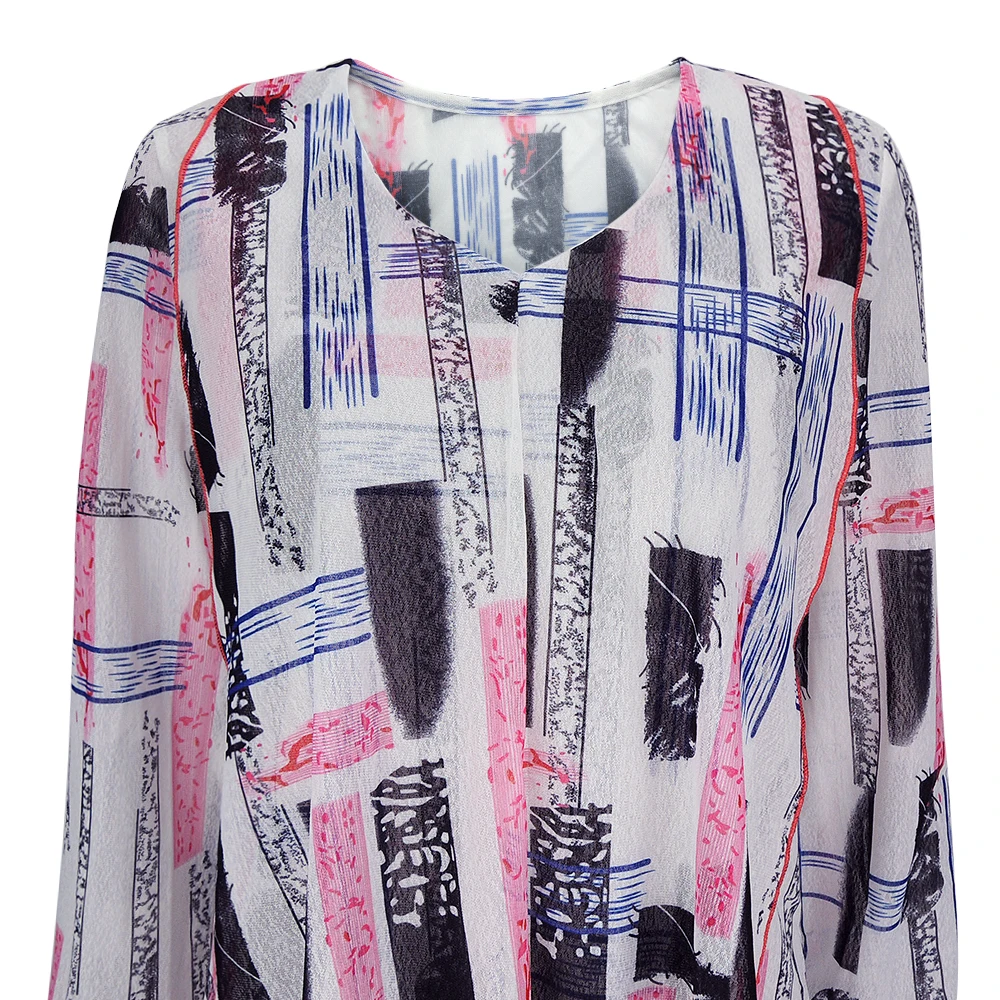 YTL женская блузка с принтом, Геометрическая сетка, туника, рубашка, Повседневная, бохо стиль, блуза, Женский Топ, рубашки размера плюс, 5XL, 8XL, H276