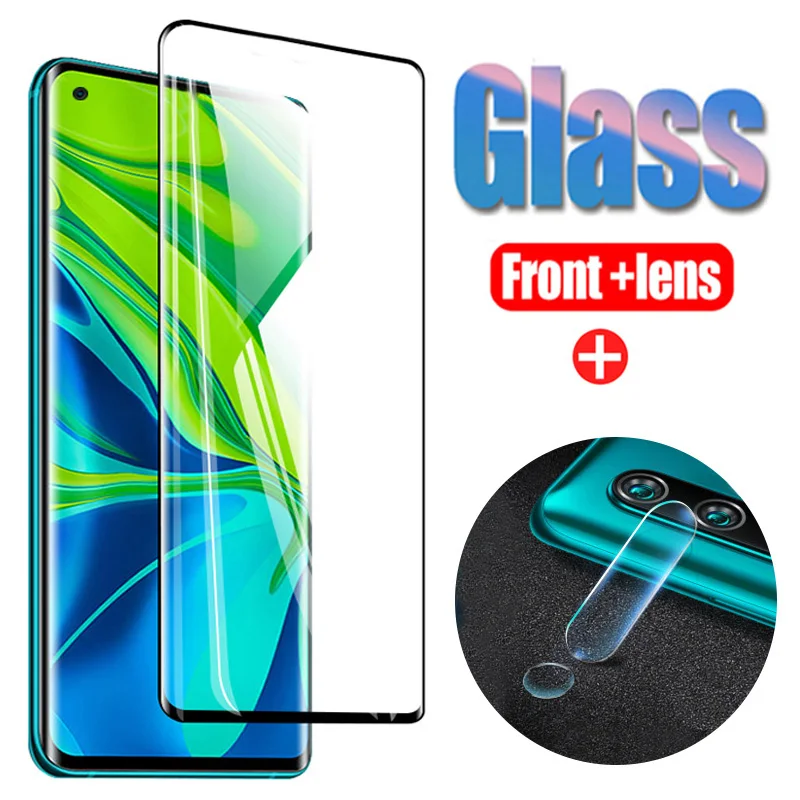 Закаленное стекло 2 в 1 для Xiaomi Note 10 pro защита экрана стеклянная пленка объектива