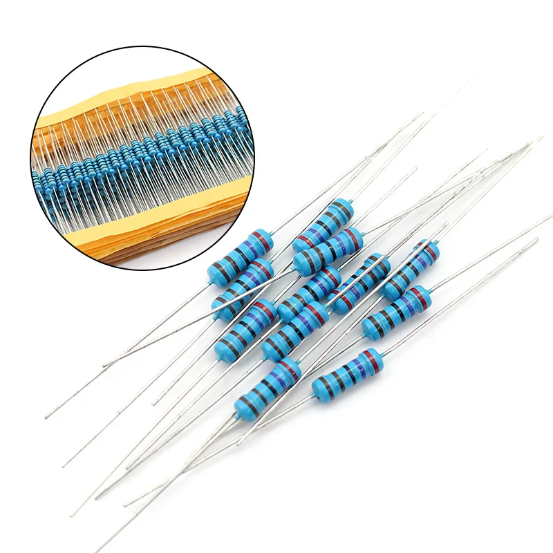 0.5W 1W 2W Metal Film Resistor 1% Assortment Kit 10 22 47 100 1K 3.9K 5.6K 10K 100K 150K 820K ohm Power set of resistors diy
