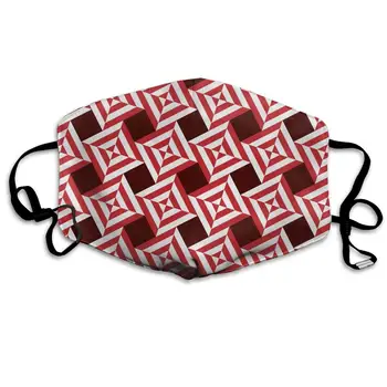 

Red And White Stripes Squares Washable Reusable Mask, Cotton Anti Dust Half Face Mouth Mask For Kids Teens Men Women With