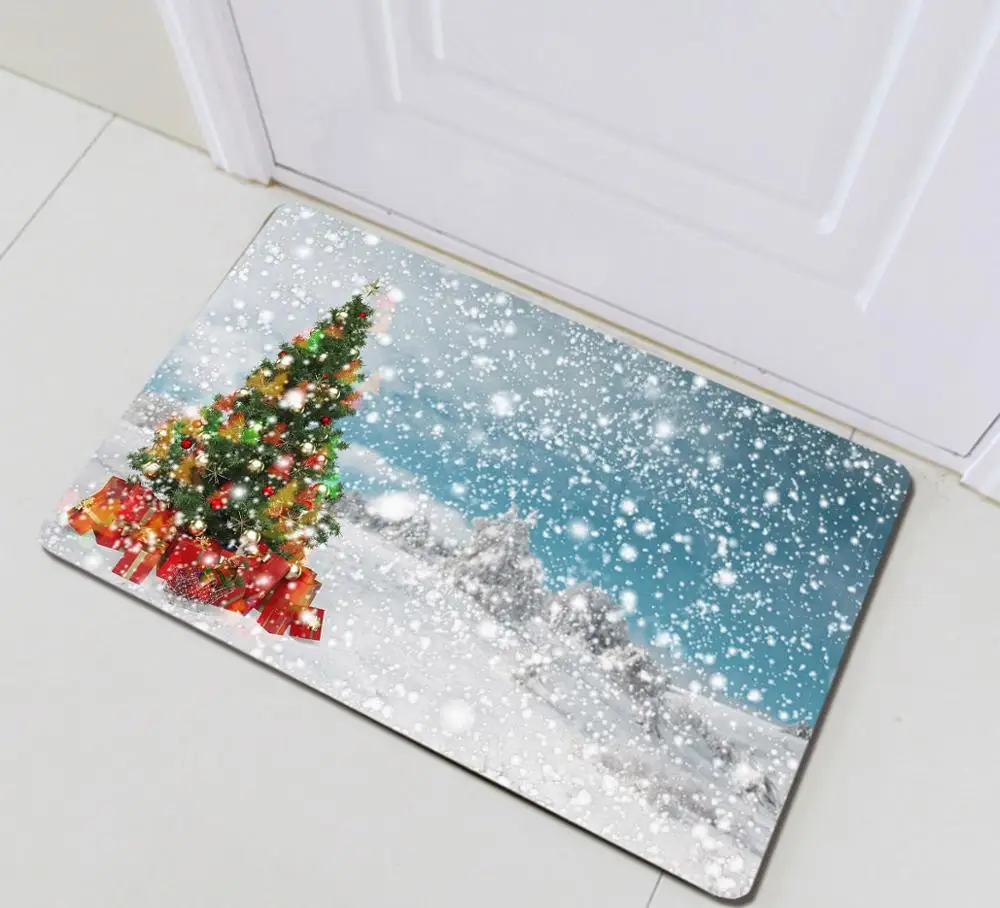Домашняя занавеска Рождественская для душа s Снежная сцена елка печатная