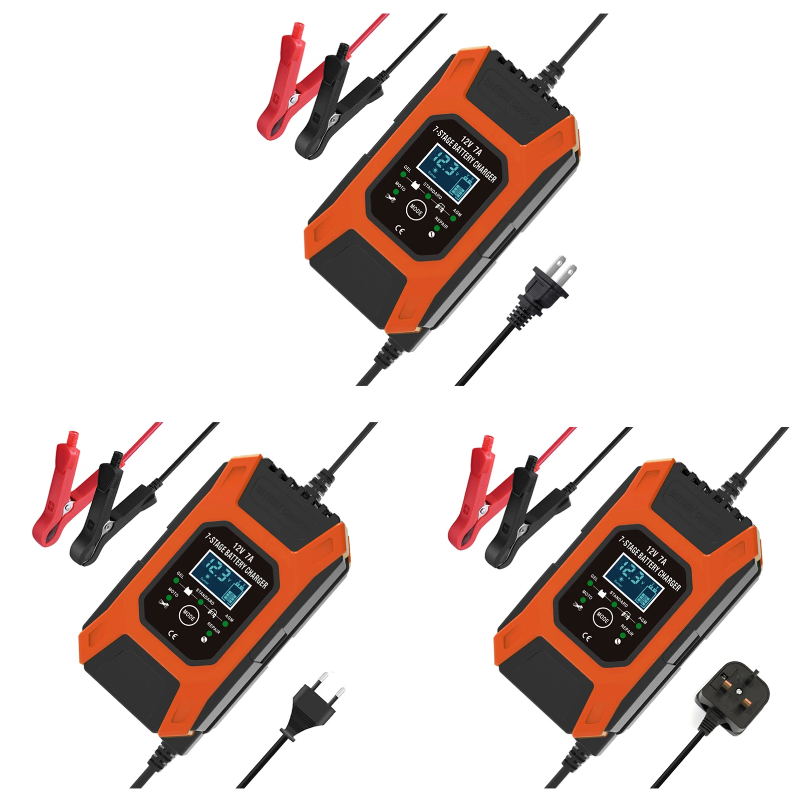 12V 7A 7 Stages Car Battery Charger Maintainer For Auto Motorcycle