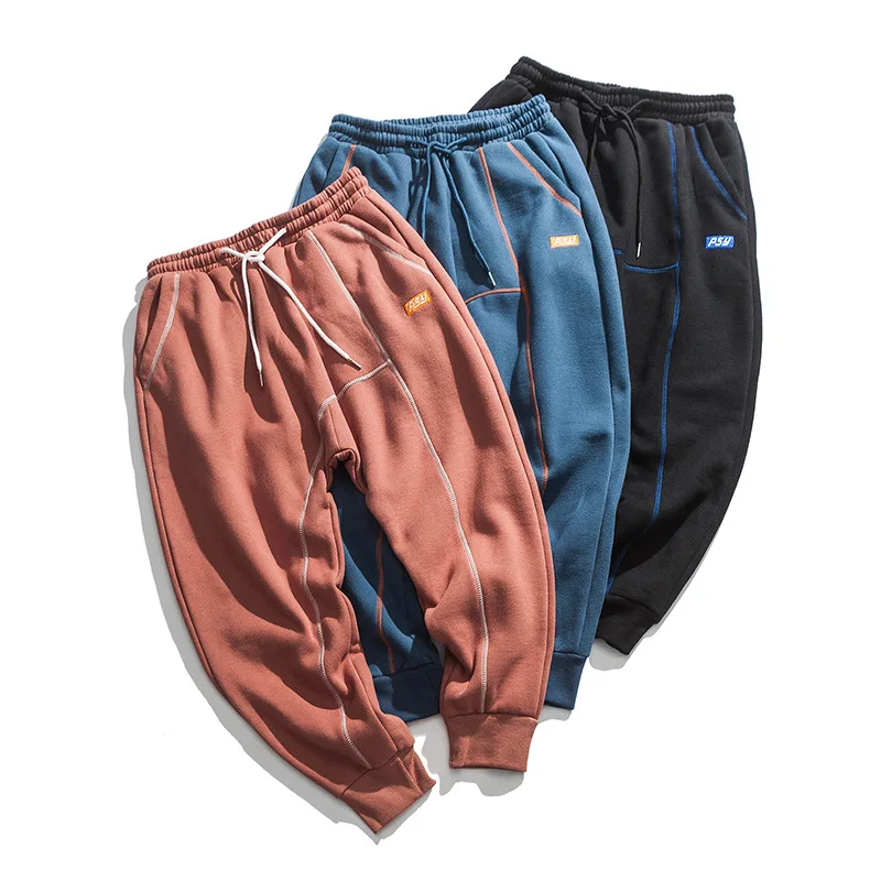 

Northern Boundary Men'S Wear Shu 2019 New Style Japanese-style Candy-Colored plus Velvet Sweatpants Men's Winter Casual Pants Me
