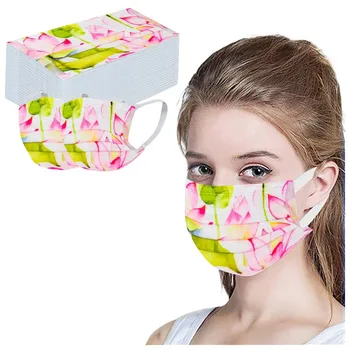 

50PCS Disposable Unisex Printed White Soft Masks For Adults 3-Layer Masks Filter Hygiene Thicken Face Mouth Mask Fast Delivery#