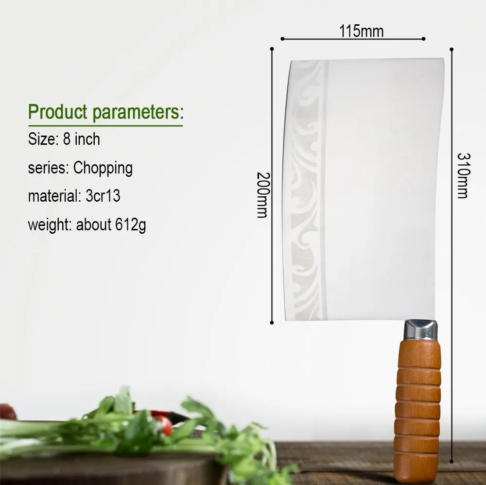 Damask кухонные ножи 8 дюймов нож для резки с полной ручкой Tang 3Cr13 нож шеф-повара из нержавеющей стали для мяса овощей