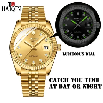 

HAIQIN Men Watch Top Brand Luxury Gold Automatic Mechanical Rolexable Business Sports Waterproof Wristwatch Relogio Masculino