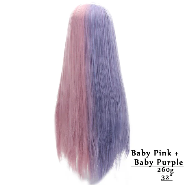 Free Beauty Long Straight Synthetic Baby Purple Pink Blue Brown Black Blonde Hair Wigs With Bangs For Lolita Bohemian Cosplay Aliexpress