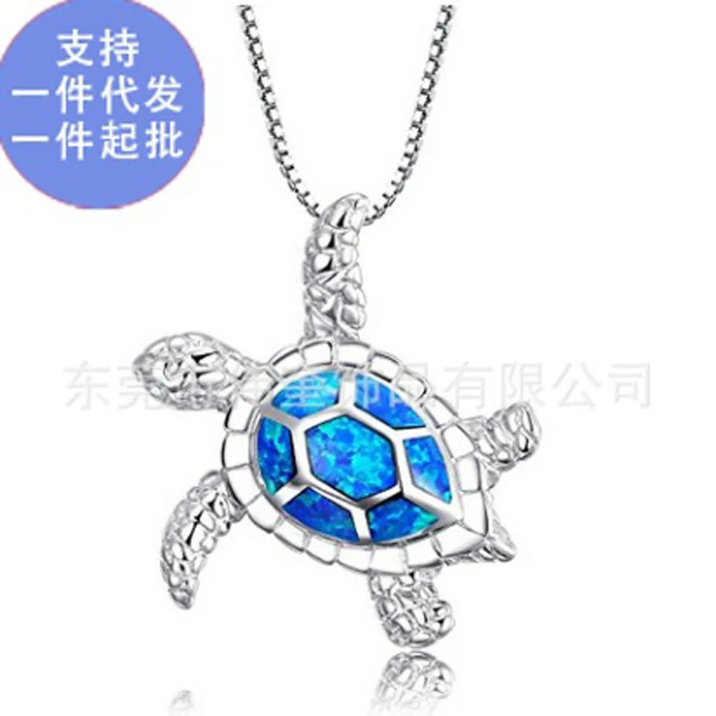 

Anniversary Pet Remains Hair Blue Turtle Cremation Urn Necklace-Open Perfume Bottle Waterproof Pendant