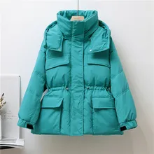 

Ailegogo Winter Women Hooded Thick Warm Short Down Parkas Casual Female Stand Collar 90%white Duck Down Coat Snow Outwear