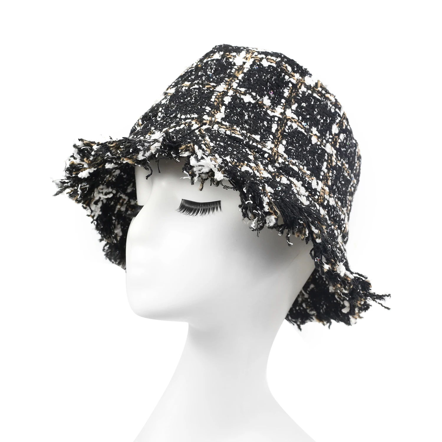 Plaid Tweed Bucket Hat 