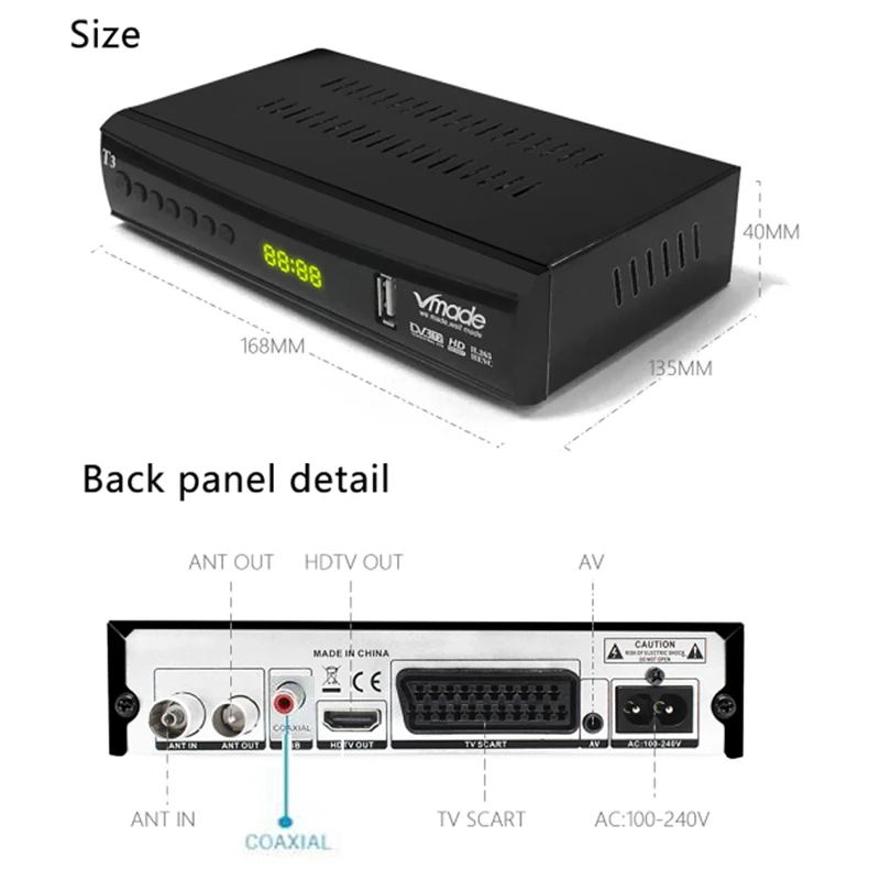 ТВ тюнер Vmade цифровой с поддержкой H.265 1080P Scart DVB T2|Спутниковое ТВ| |
