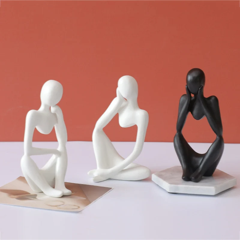 Abstract Thinker Statue Resin Sculpture Miniature Figurines European Style Office Home Decoration Accessories Car | Дом и сад