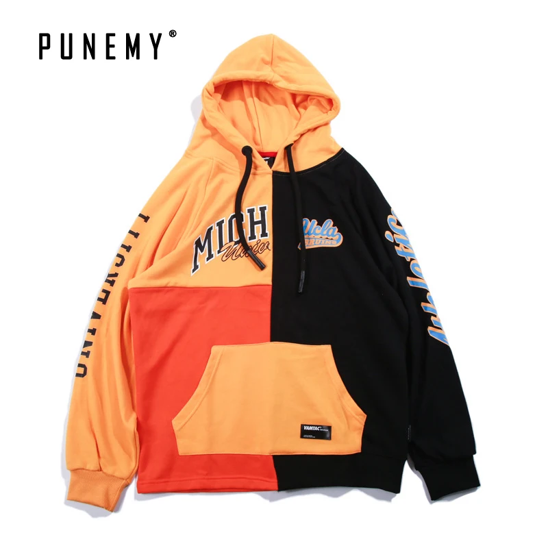 

Hip Hop Streetwear Hoodies Men Hooded Patchwork Retro Pattern Print Harajuku Oversize Cotton Pullover Sweatshirts Man's Hoodies