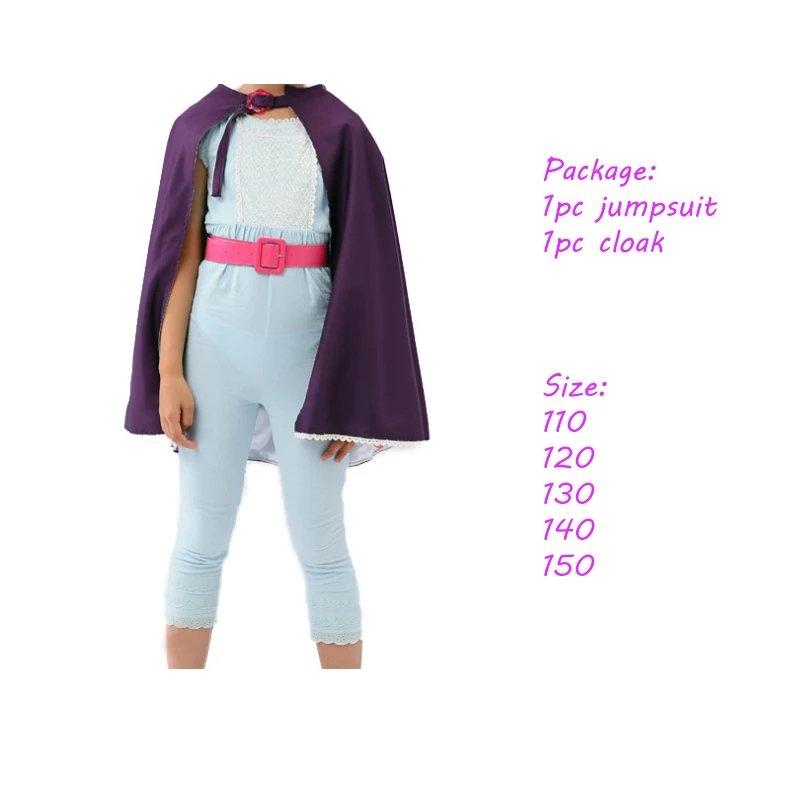 Kids Girls Halloween Christmas Toy Story 4 Costume Bo Peep Cosplay Jumpsuit Cloak Set Girls Anime Movie Performance Costume - Цвет: jumpsuit and cloak
