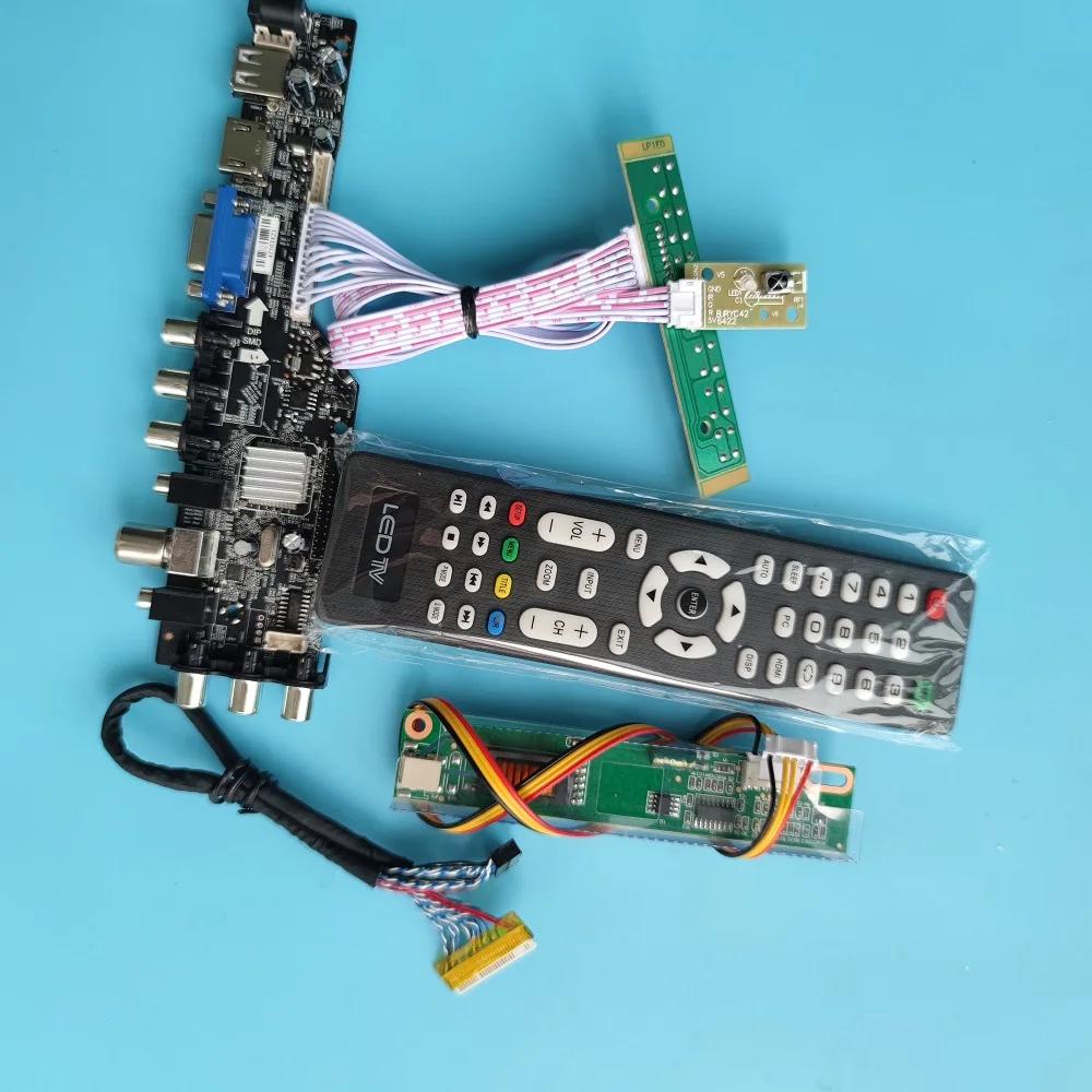 Kit de Controle Remoto para tv Vga av 1440×900 Placa de Controlador Digital Dvb-t com Led e Usb