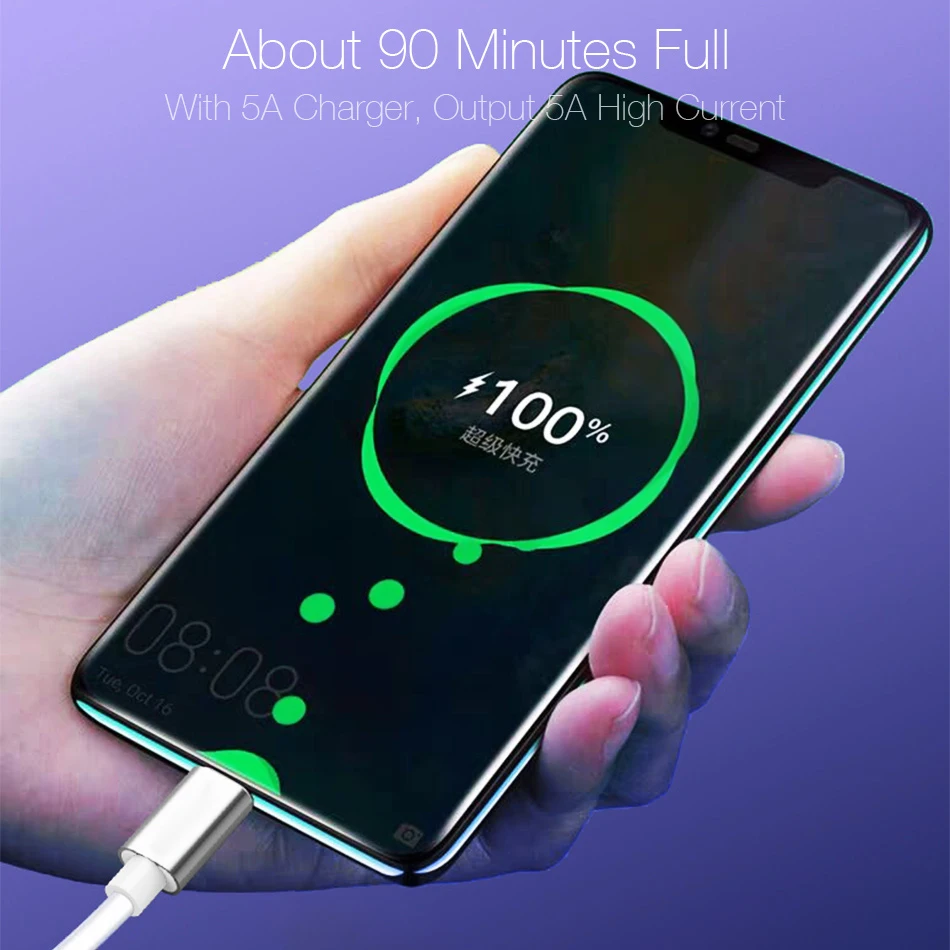 Кабель usb type C 5A Supercharge для huawei mate 20 P30 P20 Pro Быстрая зарядка шнур для телефона для Honor 20 10 V10 USBC линия передачи данных Кабо