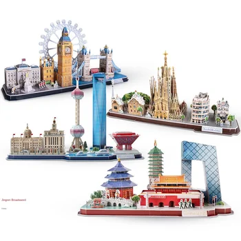

3D Puzzle Model Shanghai Bund City Building Model Assembled Adult Handmade Toy for Children