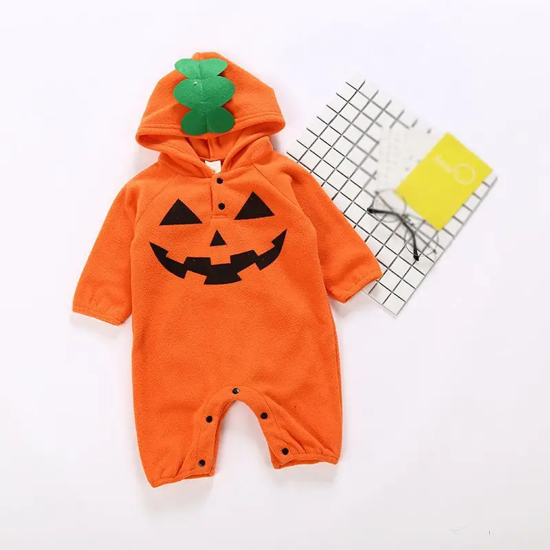

Infant Newborn Baby Boy Girl Romper Halloween Costume Hooded Pumpkins Jumpsuit Bebe Boys Girls Rompers Clothes Outfits
