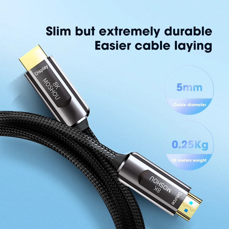 US $66.99 MOSHOU Optical Fiber HDMI 21 Cable For PS5 8K60Hz 4K120Hz 48Gbs With Audio HDMI Cord HDR Lossless Amplifier For RTX3080 3090