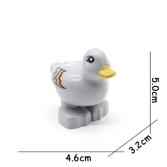 Big Size Building Blocks Animal Accessories Farm Figures Pig Rabbit Chicken Duck Dog Cat Bird horse Cow Sheep DIY Toys Gifts gray duck