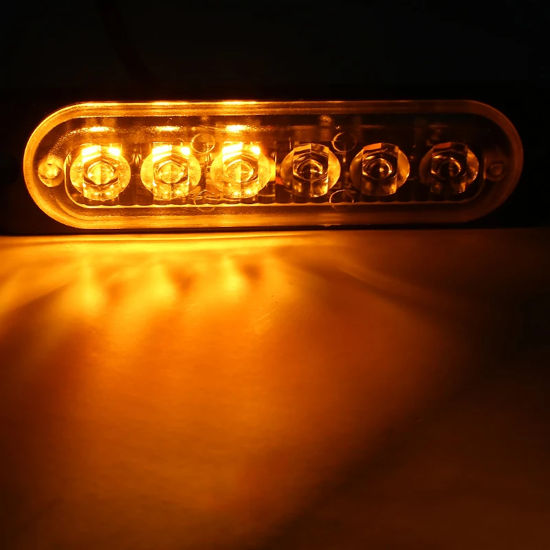 10 шт. Янтарь 6LED аварийный для автомобиля грузовика предупредительный маячок опасности стробоскопический источник света DC 12 V-24 V 18 Вт