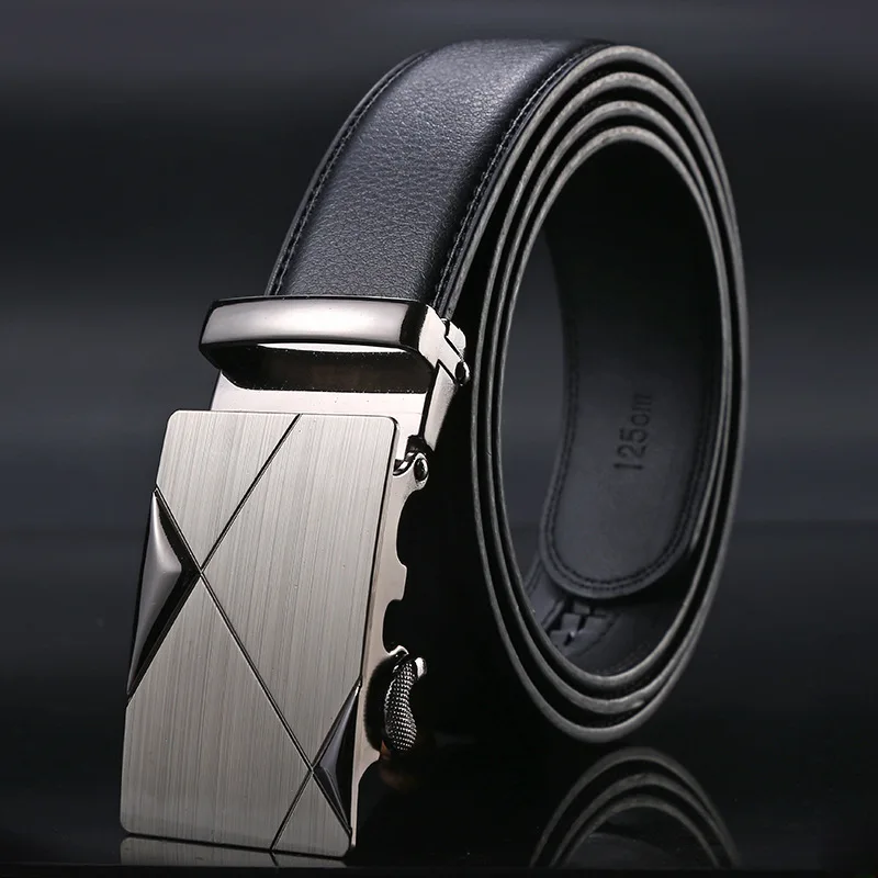 New Men Belt Male Genuine Leather Strap Belts For Men Top Quality Automatic Buckle black Belts Cummerbunds cinturon hombre - Цвет: ne304 W