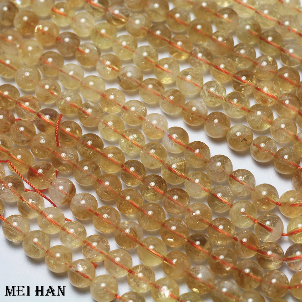 Meihan freeshipping natural 7.5-8mm Citrine (1 strands/set) smooth round loose beads for jewelry making design gift | Украшения и