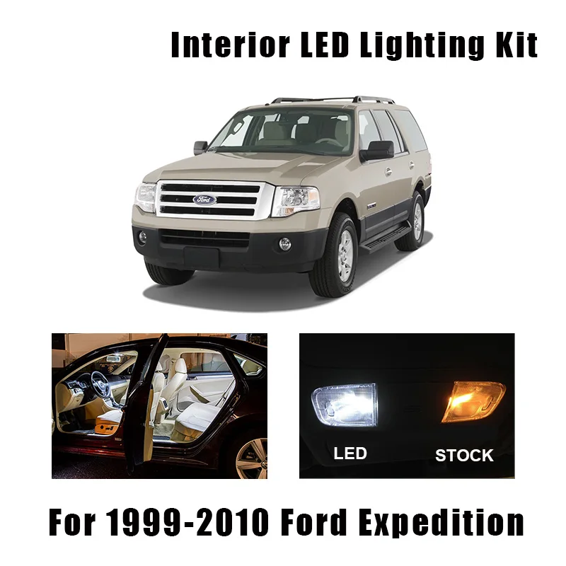 15 Bulbs White Interior LED Car Reading Dome Light Kit Fit For 1999-2007 2008 2009 2010 Ford Expedition Door Cargo License Lamp |
