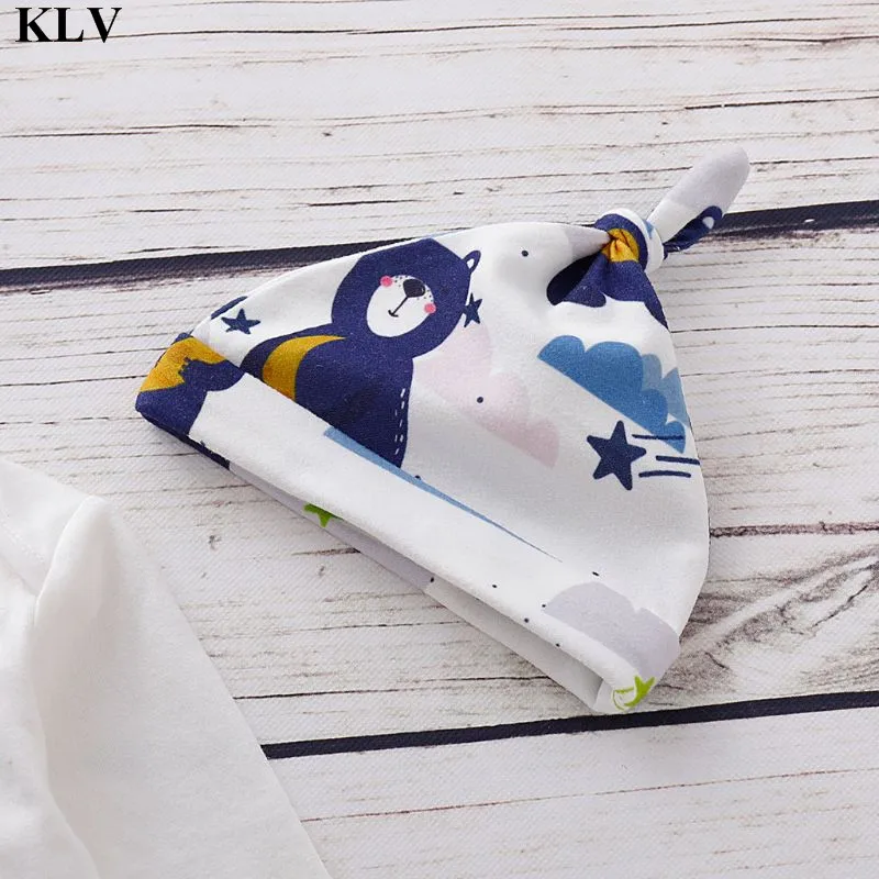 Комплект из 3 предметов для малышей, зимний комбинезон с длинными рукавами и принтом милого медведя, оленя+ штаны+ шапка, комплект одежды для маленьких девочек и мальчиков 0-18 месяцев
