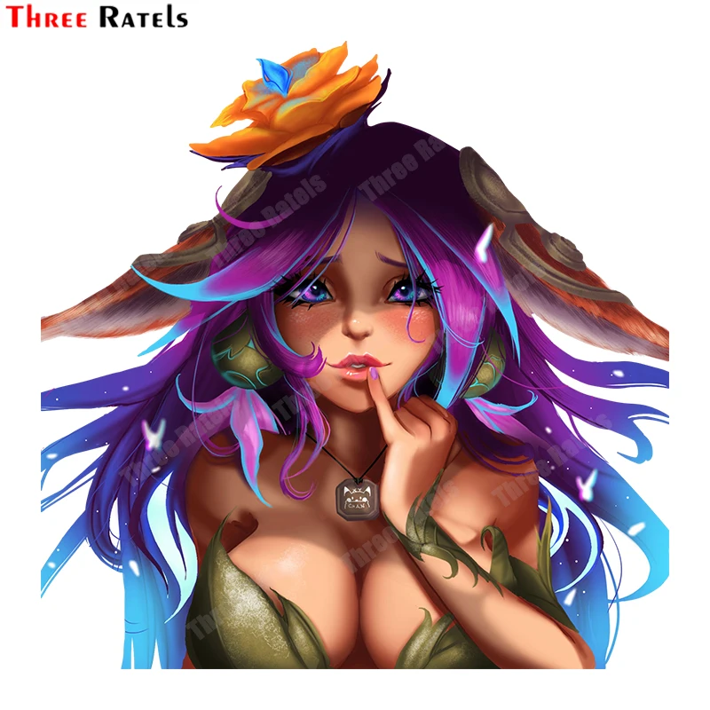 

Забавные наклейки Three Ratels B87 для автомобиля Axyachan Lillia League Of Legends, украшение для двери и багажника, наклейки против царапин