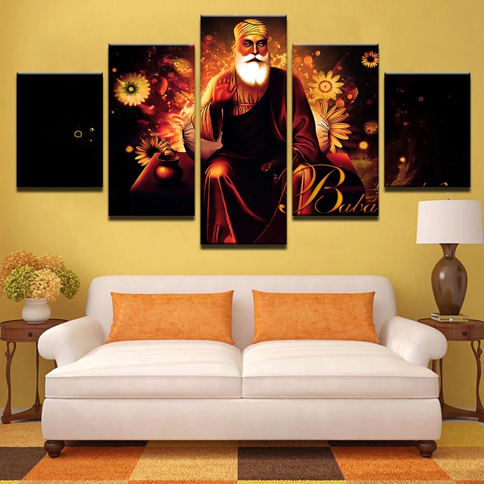 

No Framed Canvas 5Pcs Animal India Tibetan Buddhism Guru Nan No Yaiba Wall Art Posters Pictures Home Decor Paintings Decorations