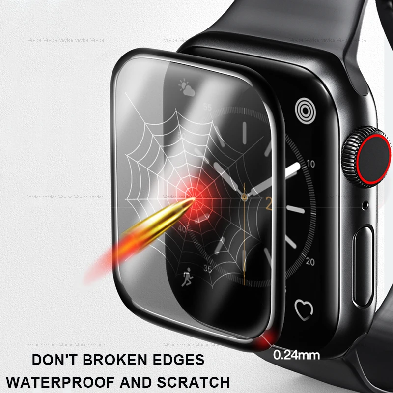 Изогнутое закаленное стекло с полным 3D покрытием для iWatch серии 5 6 защита экрана
