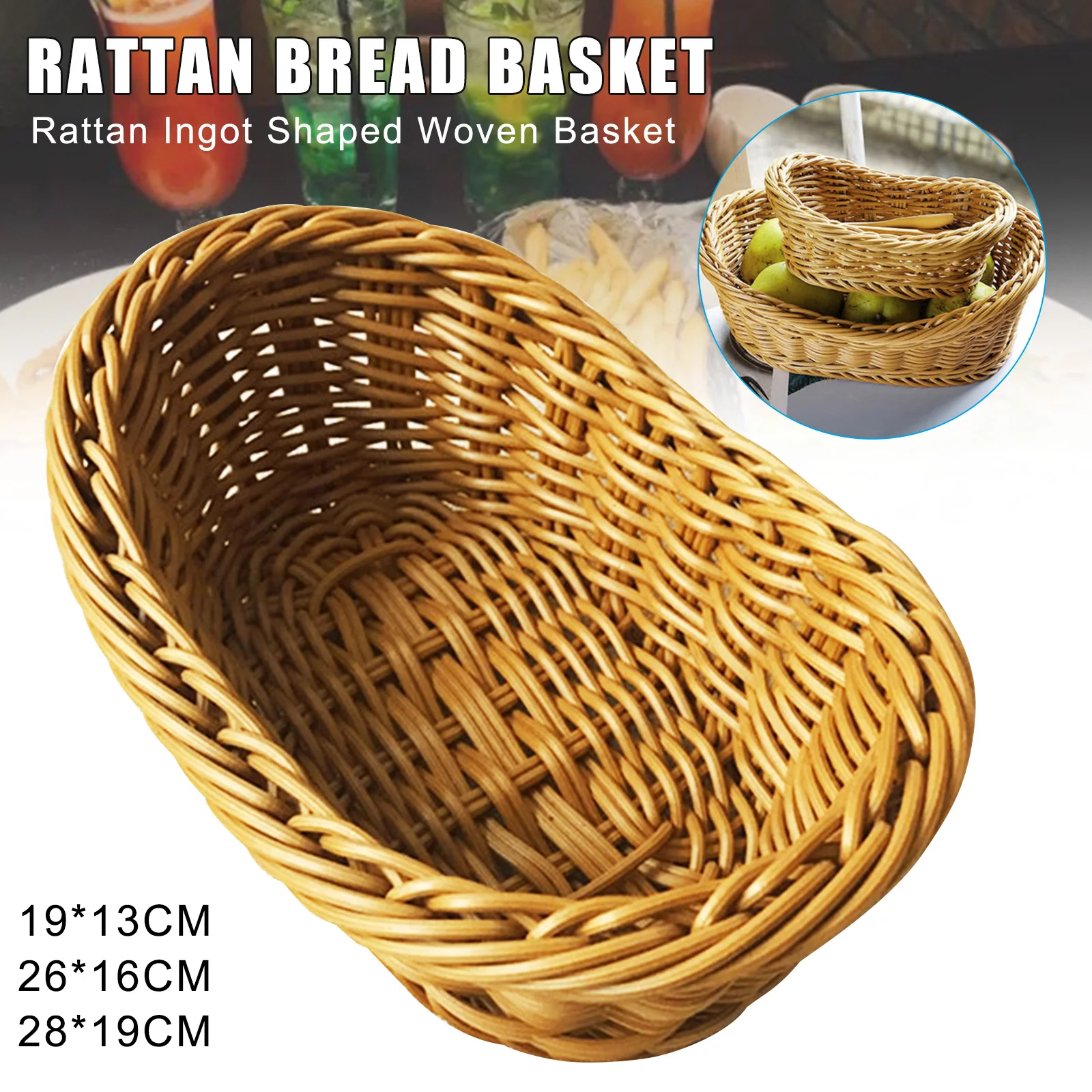 Oval Curved Rattan Wicker Woven Serving Baskets For Bread Fruit