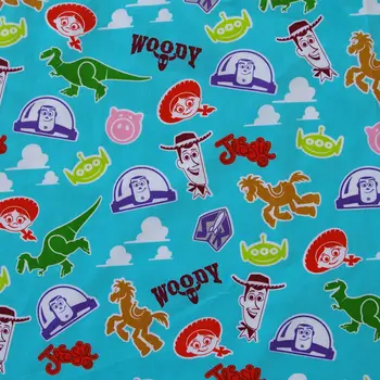 

1 yard Cotton Poplin Fabric - Cartoon - Woody, alien, horse and dinosaur (width=155cm)