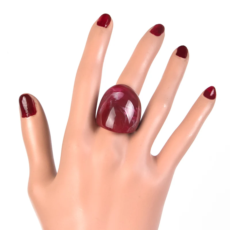 Hot Sale Fashion Big Resin Rings Women Design Acrylic Irregular Shape Ring Unique Punk Style Party Jewelry Gift Free Shipping - Цвет основного камня: size-8