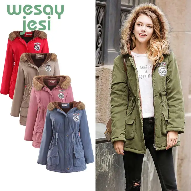 

Women Parka Coats Autumn fashion casual Outwear Winter thick Jackets Fur Collar hooded Parka women warm Slim Hoodies coats