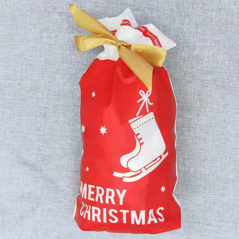 

50 Pieces 15x23.5x6cm White Golden Christmas Tree Merry X-mas Gift Bags Candy Bag Packing Gift Boxes Bags
