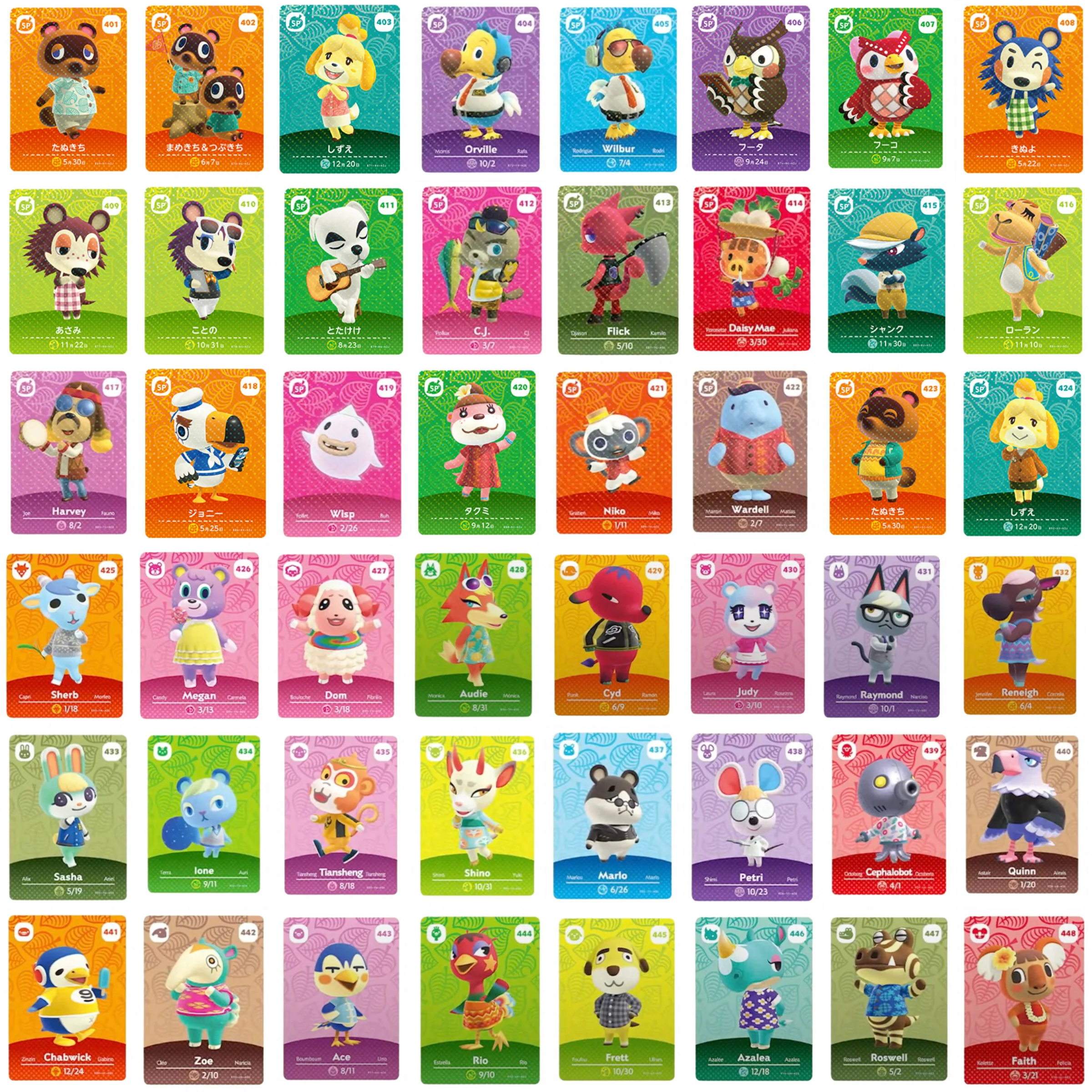 Hot 52pcs Amiibo Animals Crossing Game Cards Ntag Tag Nfc Animals Set