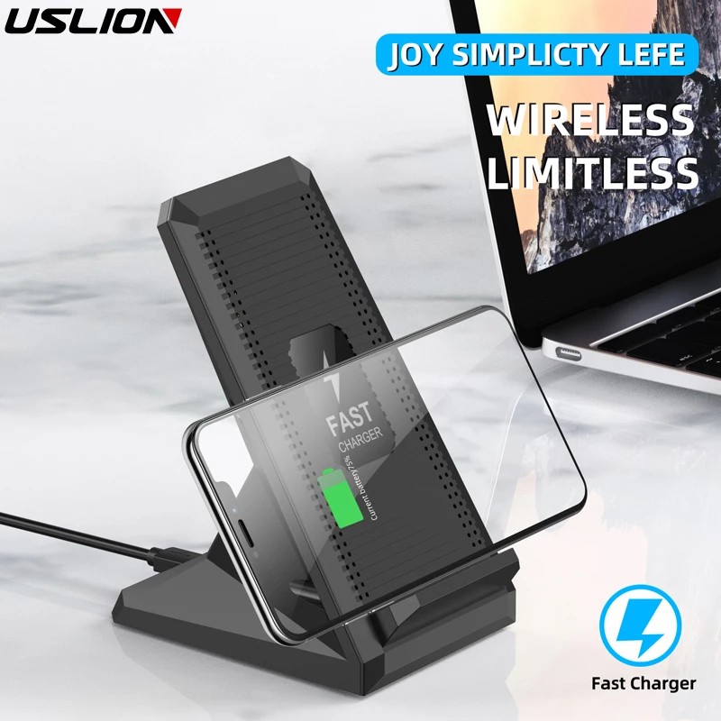 

USLION 10W Double Coil Qi Wireless Charger for iPhone X 8 plus Fast Charging for Samsung S8 S9 Plus Xiaomi USB Phone Charger Pad