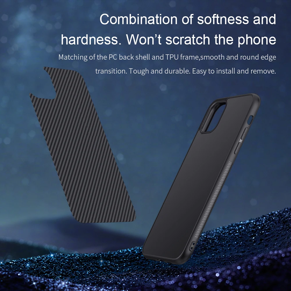 Чехол для iPhone 11 Pro Max iPhone11, чехол Nillkin из синтетического волокна и углеродного волокна, пластиковый чехол для iPhone 11 Pro, чехол