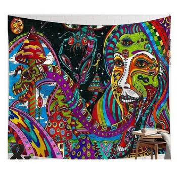 

Abstract Tapestry Wall Hanging Multi functional Tapestry Face Printed Bedspread Cover Yoga Mat Blanket Picnic Cloth Home Decor