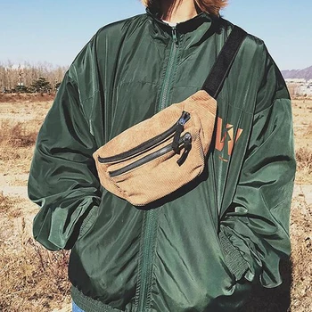 

Vintage Corduroy Waist Pack Women Girls Chest Pouch Belt Bags Female Fashion Messenger Shoulder Waist Pack Heuptasje