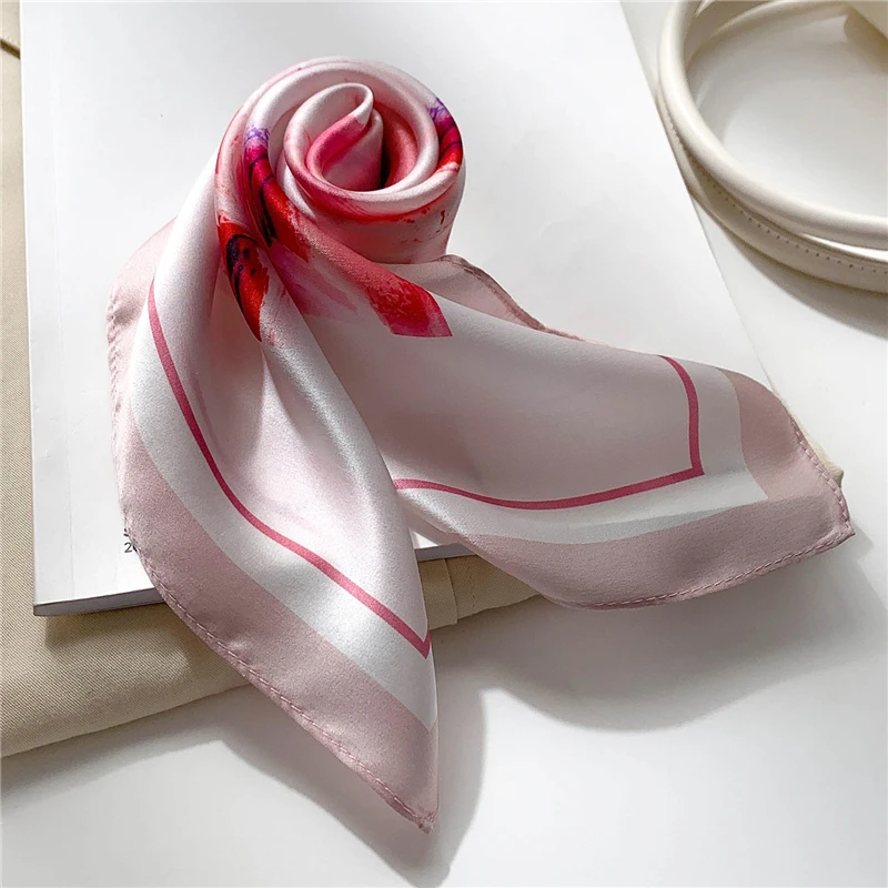 

2022 New Luxury Real Silk Headband Bandana Scarf Women Natural Print Neckerchief Hair Band Wrist Foulard Echapre Hijab