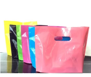 

50pcs small large Jewelry gift Plastic Boutique Gift clothing Packaging Bag With Handles Printed logo(MOQ 300pcs) Wholesale