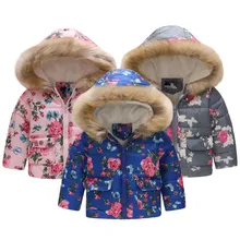 Warm Outerwear Toddler Baby Girls Lovely Pretty Floral Flower Winter Warm Jacket Hooded Windproof Coat куртка для девочки зима