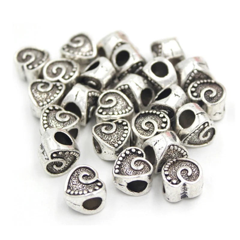 

10pcs DIY Big Hole Beads Zinc Alloy Heart Beads Fit European Women Bracelets Jewelry Making Pulsera