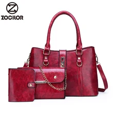 Ретро три комплекта Большие женские сумки на плечо известный бренд роскошные сумки женские сумки дизайнерские высококачественные кожаные сумки женская сумка