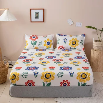 

Summer Flower Bed Cover Mattress Cover 1pc Fitted Sheet Elastic 200*220 Mattress Modern Fitted Rubber Bedclothes Sheet Bedspraed