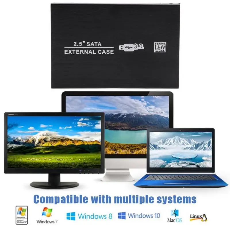 Vktech 2,5 дюймов Матовый сплав USB3.0 SATA жесткий диск чехол 8T внешний корпус HDD с решетка охлаждения Высокое качество