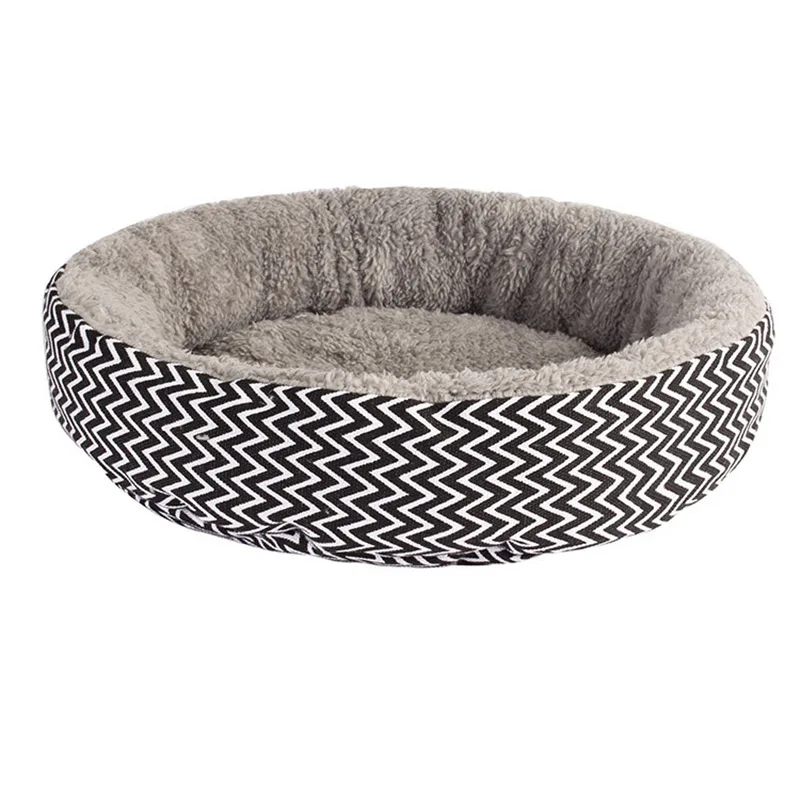 Мягкая короткая плюшевая круглая кровать для собаки кошка кроватка Дышащая печать щенок подушка для маленьких собак кошек кровать товары для домашних животных - Цвет: Grey